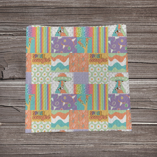 Pastel Space Cowgirl Patchwork |  Fabric Strip- Bow Making- Headwrap- Scrunchies