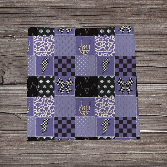 Purple Western Patchwork |  Fabric Strip- Bow Making- Headwrap- Scrunchies