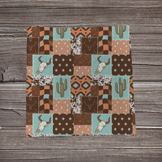 Blue & Brown Skull Patchwork | Fabric Strip | Bow Making | Headwrap | Scrunchies