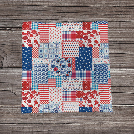 Red, White & Blue Floral Patchwork | Bullet Fabric Strip | Bow Making | Scrunchie |