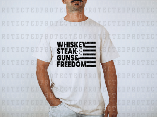 Whiskey, Steak, Guns & Freedom - DTF TRANSFER