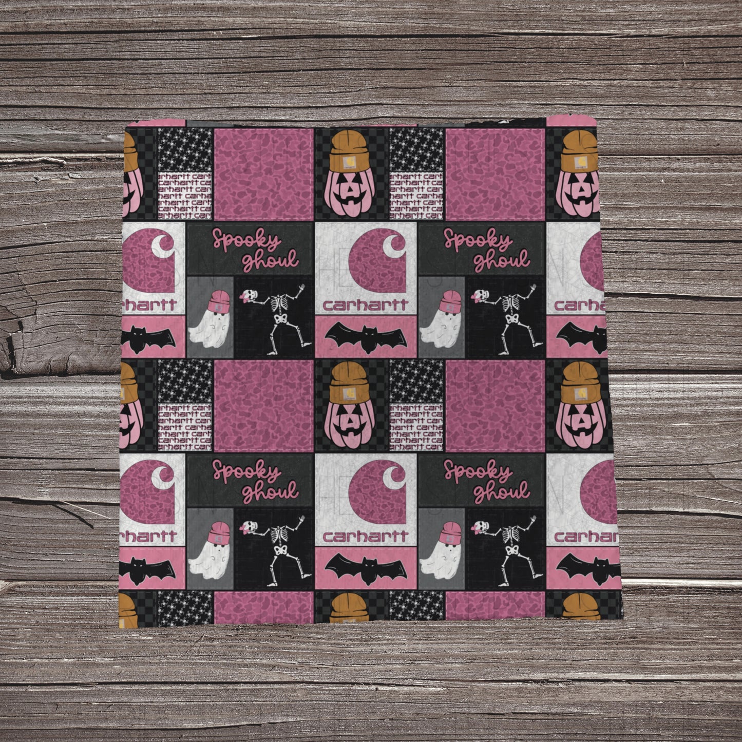 Spooky Ghoul Carhartt Patchwork | Fabric Strip- Bow Making- Headwraps- Scrunchies