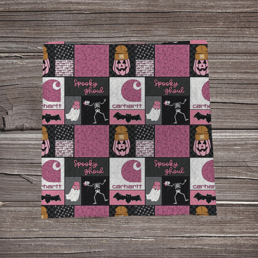 Spooky Ghoul Carhartt Patchwork | Fabric Strip- Bow Making- Headwraps- Scrunchies