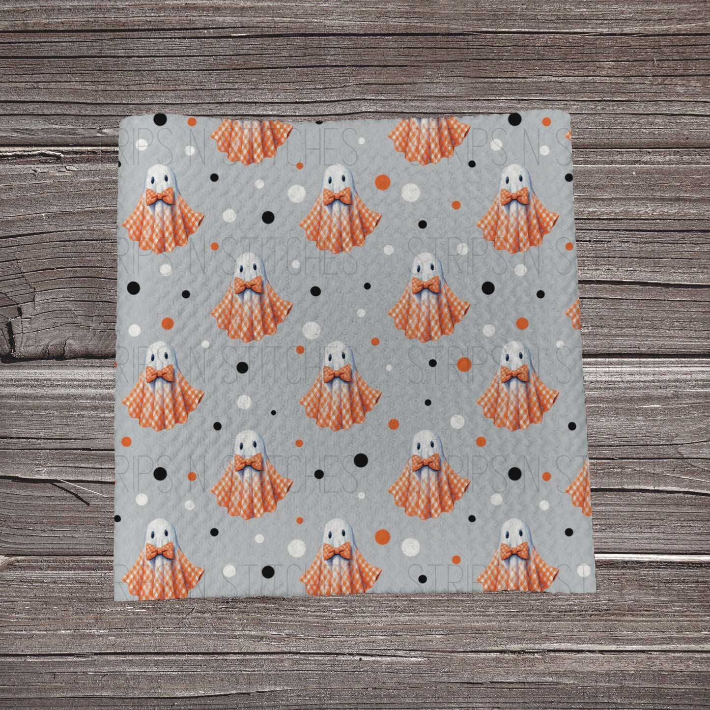 Orange Gingham Plaid Ghosts | Fabric Strip- Bow Making- Headwraps- Scrunchies