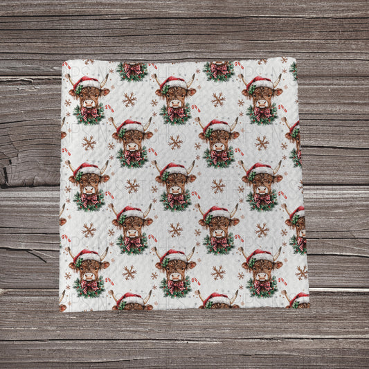 Christmas Cow- White *EXCLUSIVE* | Fabric Strip | Bow Making | Headwrap | Scrunchies