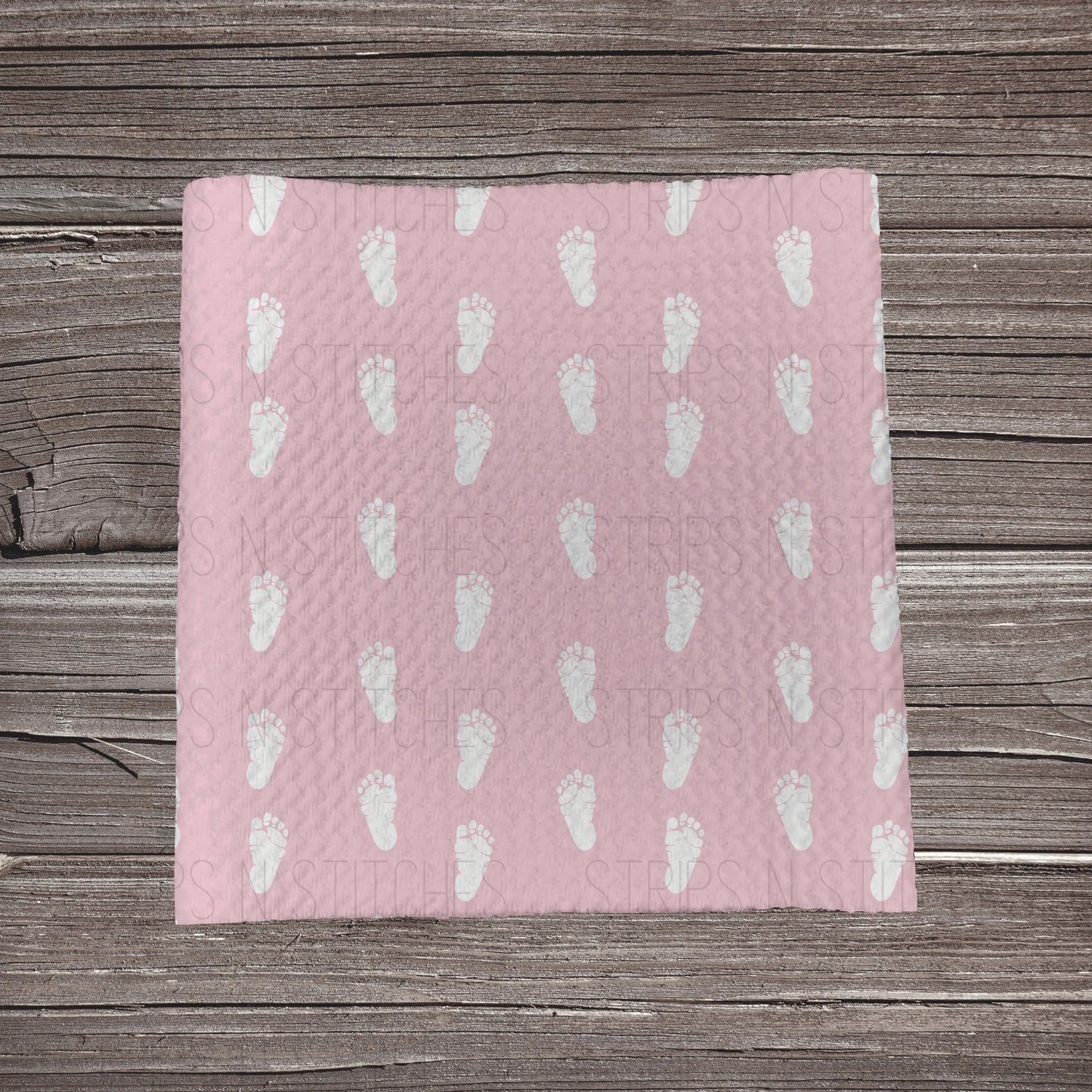 Pink Newborn Footprints | Fabric Strip- Bow Making | Headwraps
