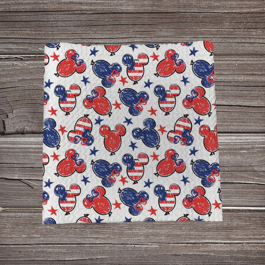 Patriotic Mouse Balloons Fabric Strip- Bow Making- Headwrap- Scrunchies