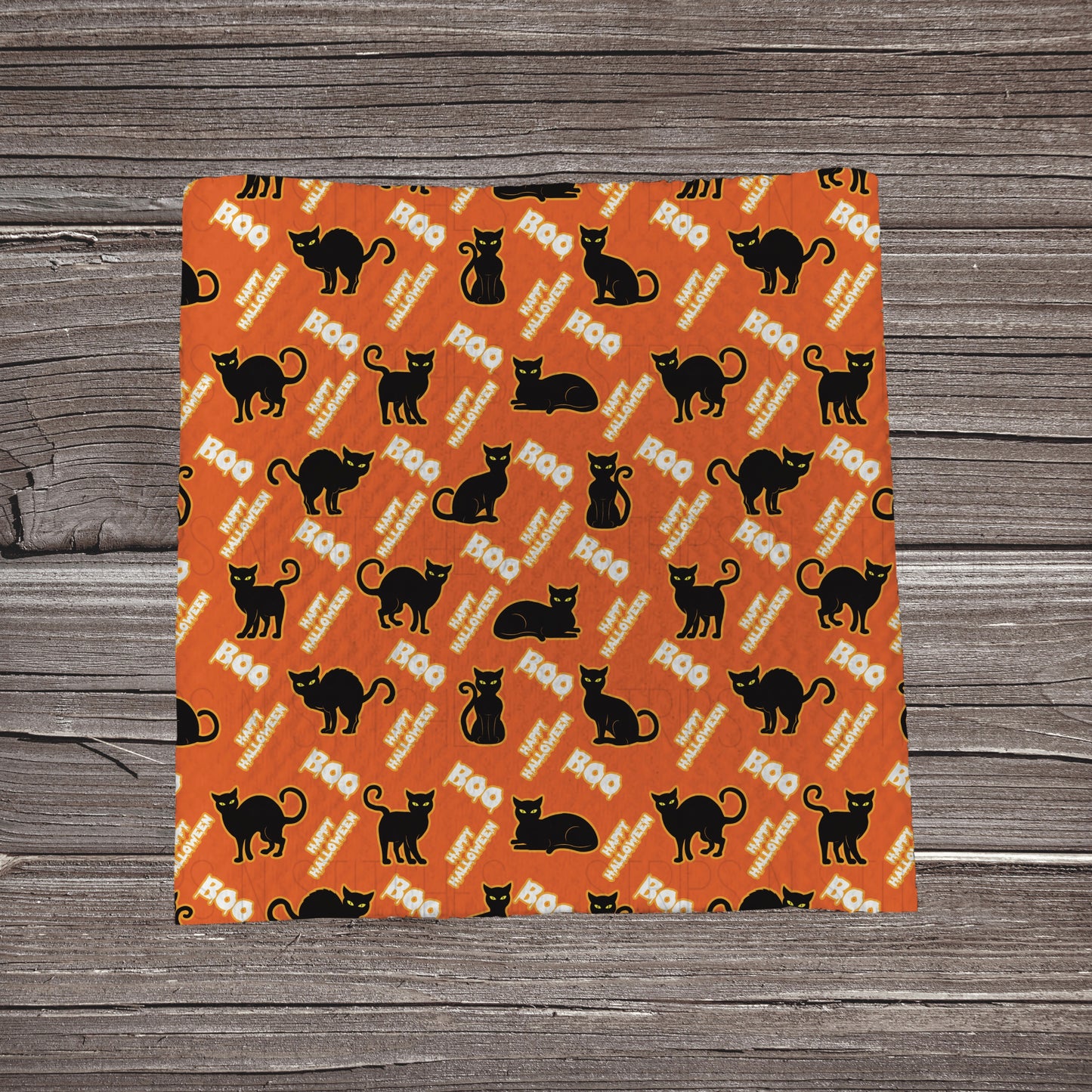 Happy Halloween Black Cat- Orange | Fabric Strip- Bow Making- Headwraps- Scrunchies