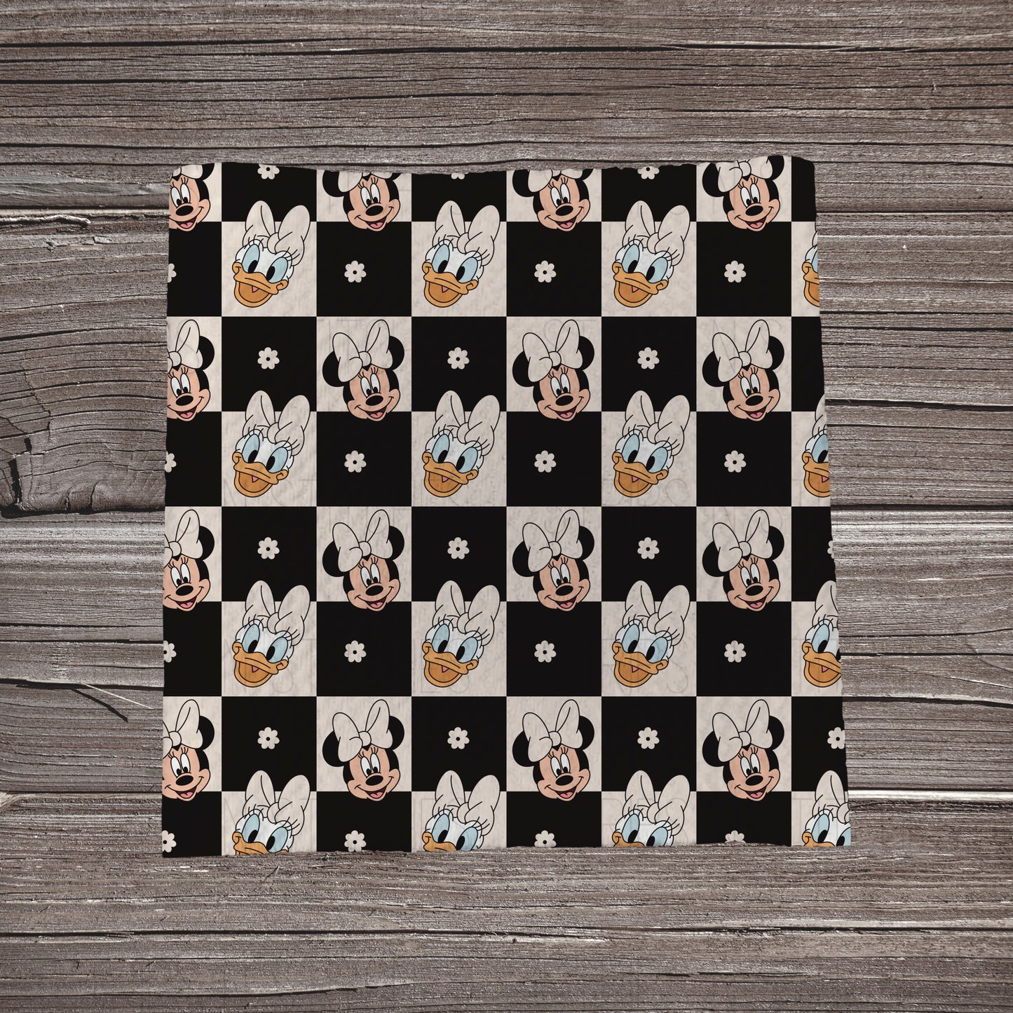 Black & Tan Checkered Minnie & Daisy | Bullet Fabric Strip | Bow Making | Scrunchie |