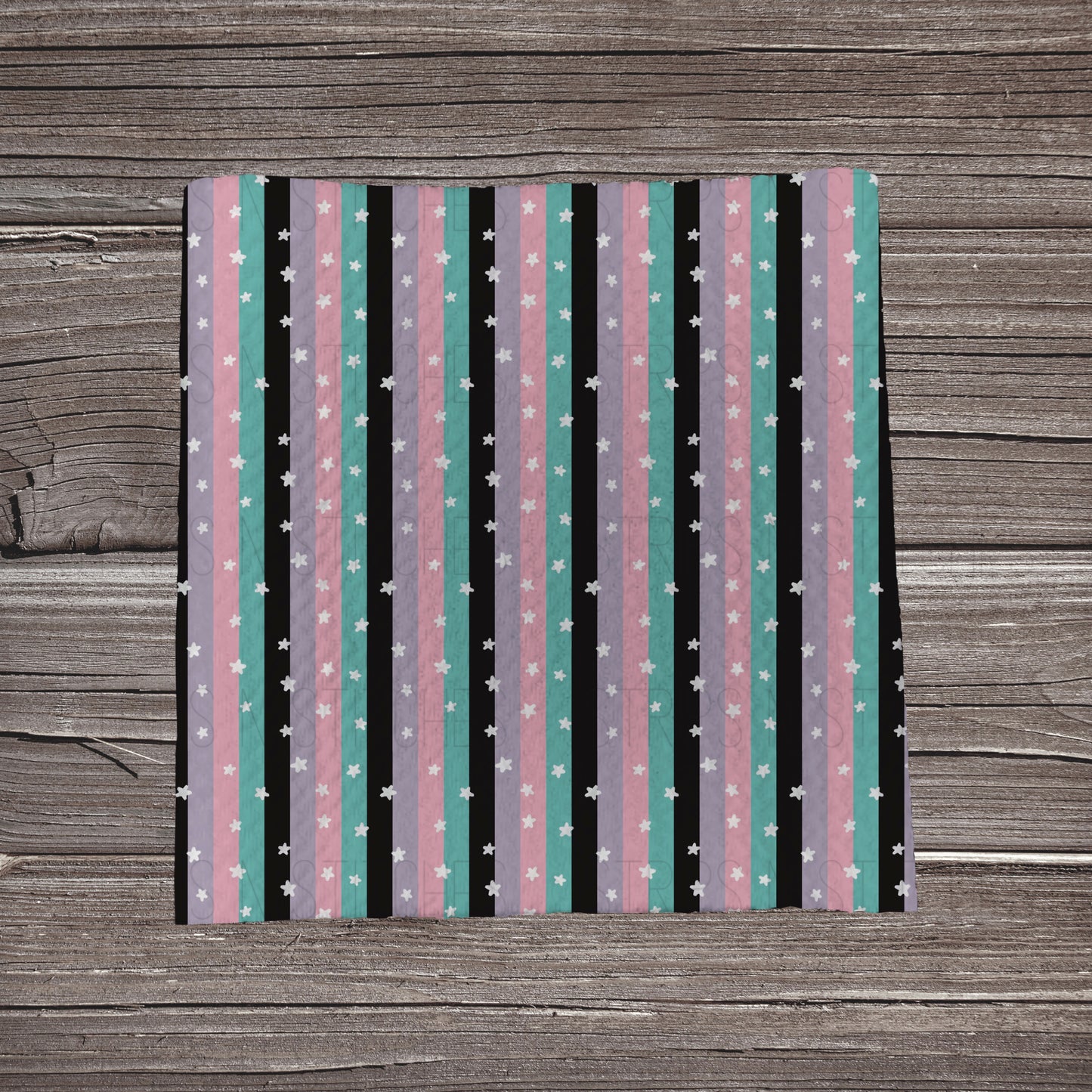 Purple, Teal, Black & Pink Stripes with Stars | Bullet Fabric Strip | Bow Making | Scrunchie |