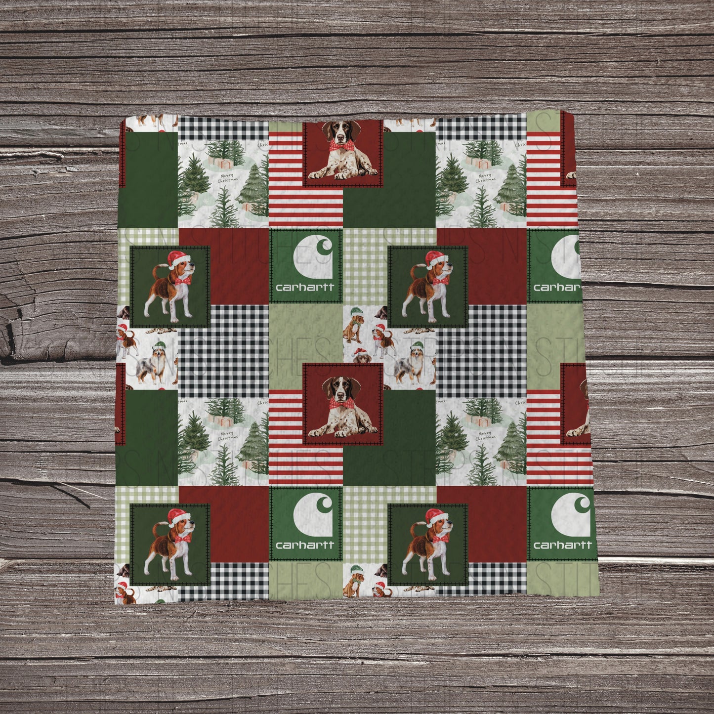 Christmas Dog Carhartt Patchwork (2 options) | Bullet Fabric Strip | Bow Making | Scrunchie | Headwraps