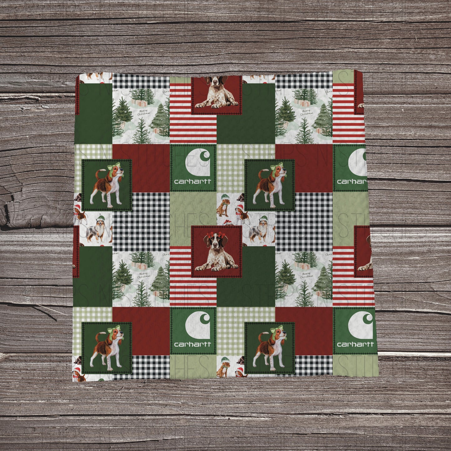 Christmas Dog Carhartt Patchwork (2 options) | Bullet Fabric Strip | Bow Making | Scrunchie | Headwraps