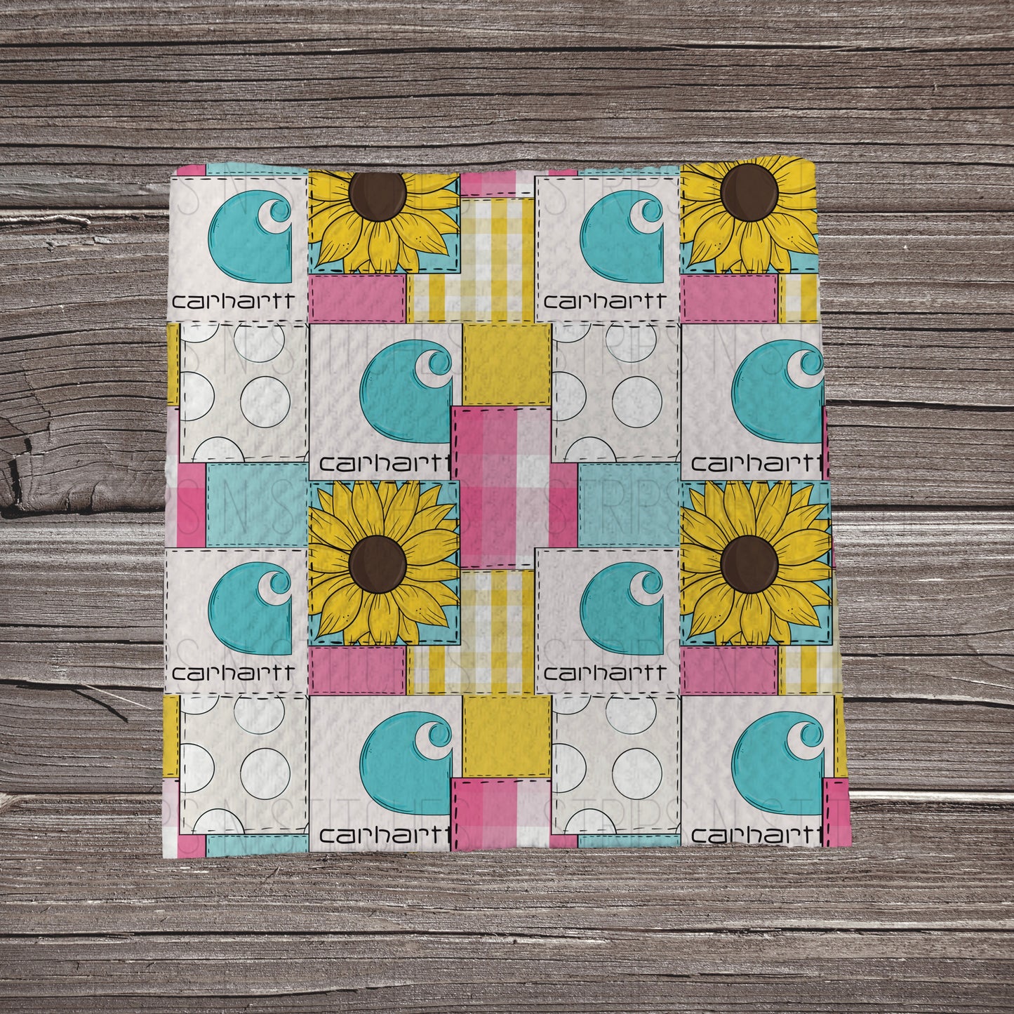 Bright Sunflower Carhartt Patchwork-  | Fabric Strip- Bow Making | Headwraps