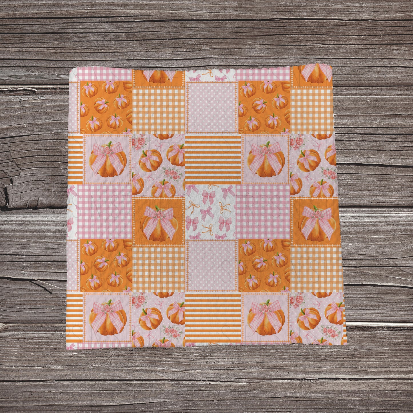 Pink & Orange Pumpkins Patchwork | Bullet Fabric Strip | Bow Making | Scrunchie |