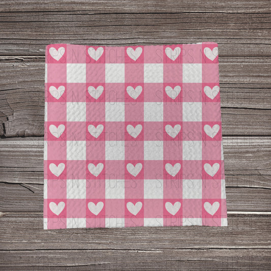 Pink Checkered Hearts EXCLUSIVE | Fabric Strip | Bow Making | Headwrap | Scrunchies