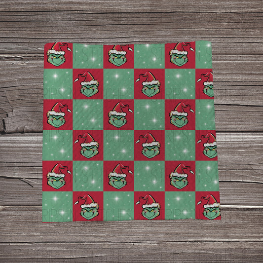 Red & Green Checkered Mean Guy | Fabric Strip | Bow Making | Headwrap | Scrunchies