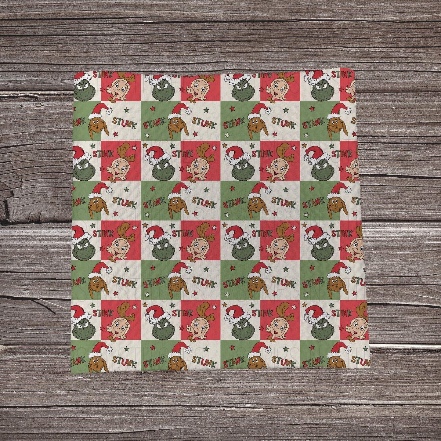 Red Checkered Grinch & Company | Bullet Fabric Strip | Bow Making | Scrunchie |