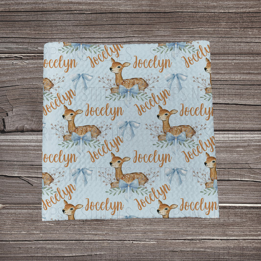 Sitting Deer CUSTOM NAME | Bullet Fabric Strip | Bow Making | Scrunchie | Headwraps