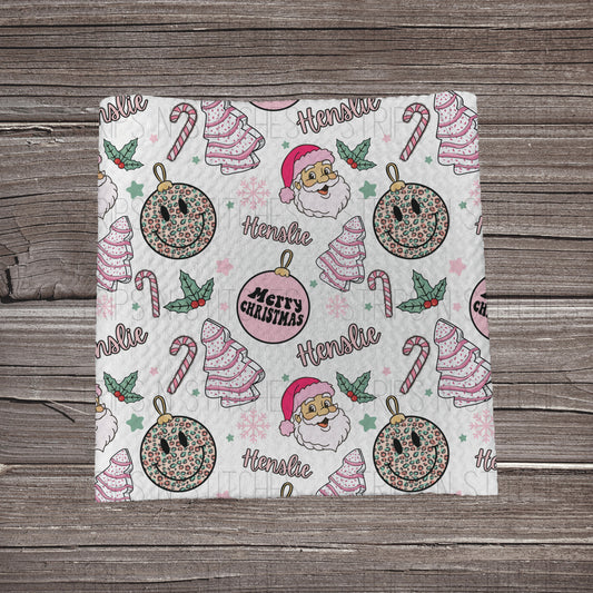 Pink Santa CUSTOM NAME | Bullet Fabric Strip | Bow Making | Scrunchie | Headwraps