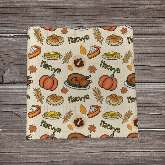 Thanksgiving Dinner CUSTOM NAME | Bullet Fabric Strip | Bow Making | Scrunchie | Headwraps