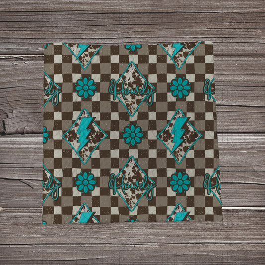 Checkered Howdy Conchos  | Fabric Strip | Bow Making | Headwrap | Scrunchies