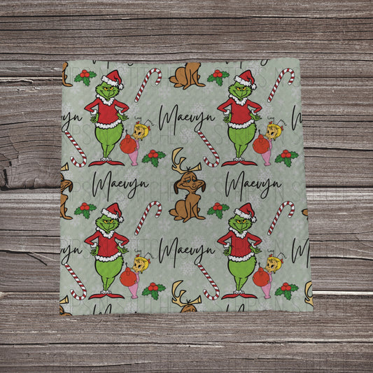 Green Guy, Cindy & Max CUSTOM NAME | Bullet Fabric Strip | Bow Making | Scrunchie | Headwraps