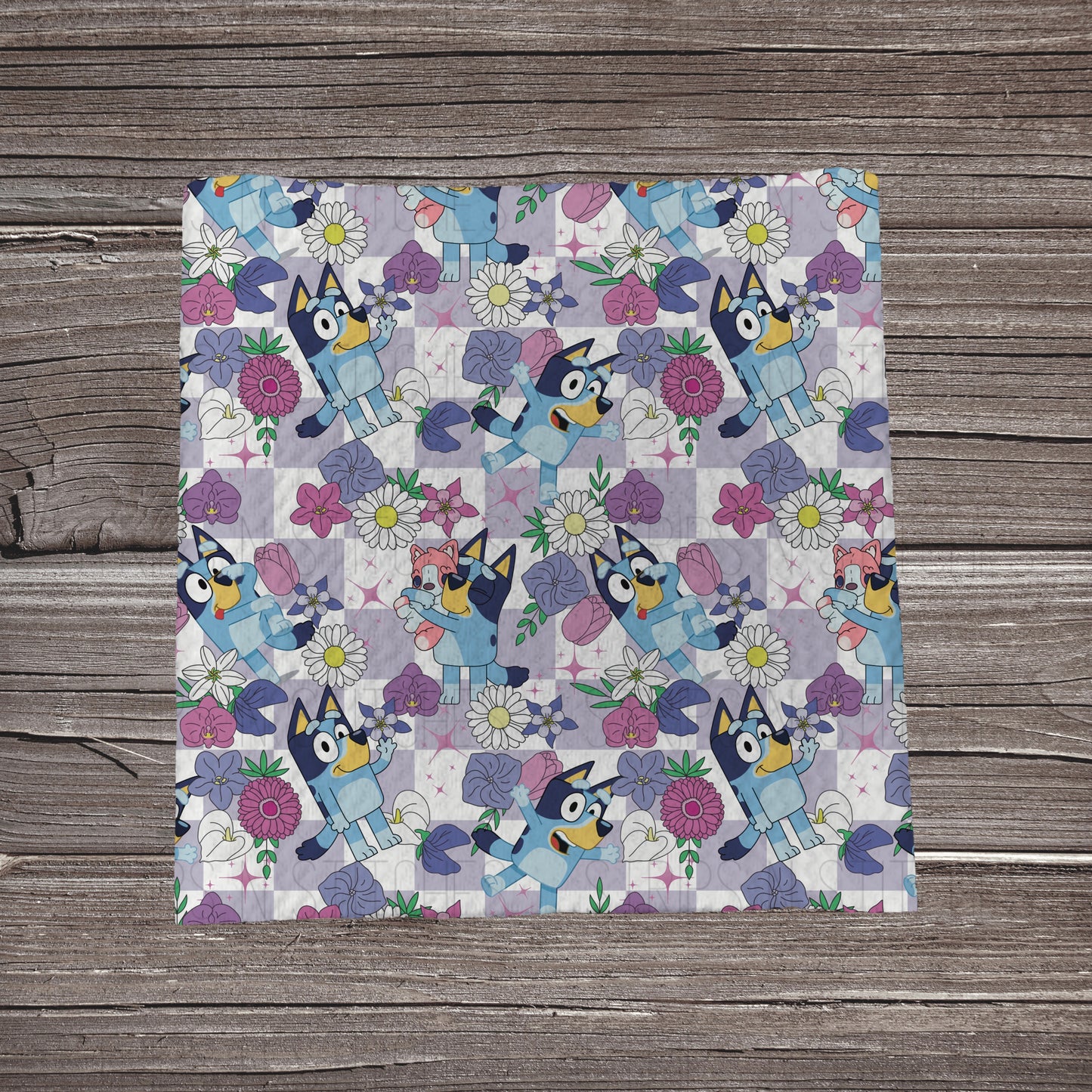 Purple Checkered Bluey & Company | Fabric Strip- Bow Making- Headwrap- Scrunchies