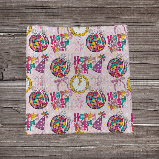 Happy New Year- Pink | Fabric Strip- Bow Making- Headwra