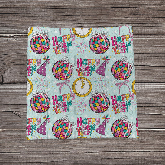 Happy New Year- Blue | Fabric Strip- Bow Making- Headwra