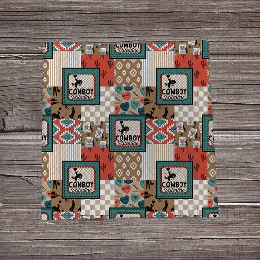 Cowboy Valentine Patchwork | Fabric Strip- Bow Making- Headwra