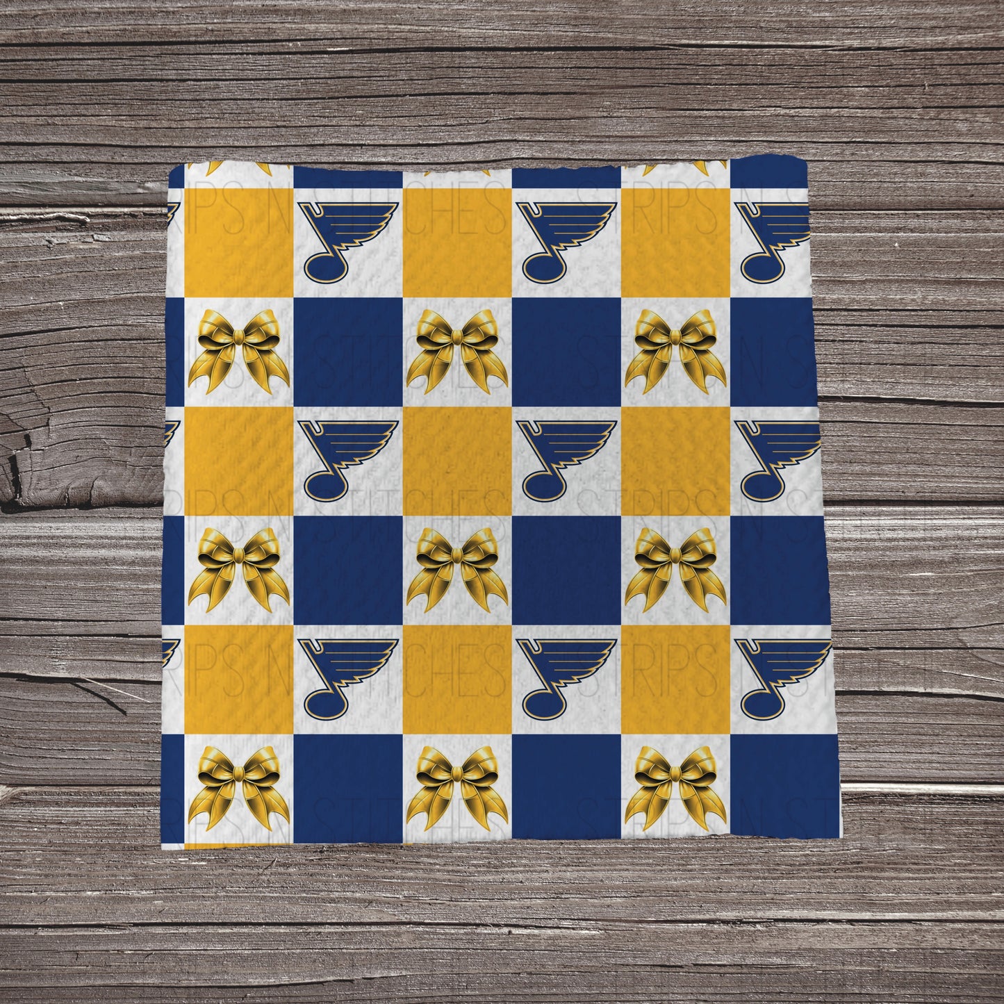 Checkered Hockey & Bows | All Teams Available | Fabric Strip- Bow Making