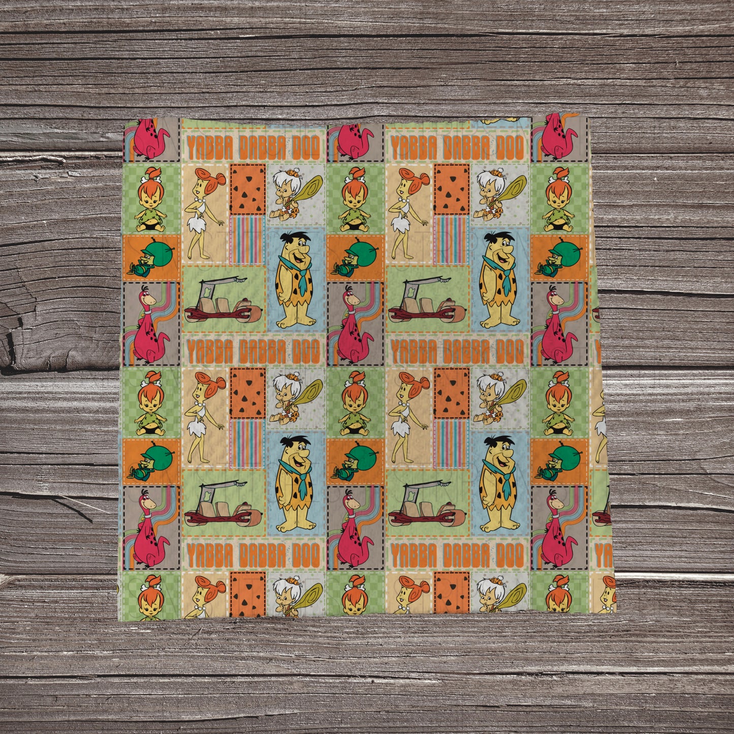 Flinstones Patchwork | Fabric Strip- Bow Making- Headwrap- Scrunchies