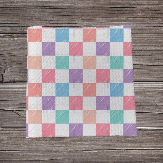 Pastel Distressed Checkers  | Bullet Fabric Strip | Bow Making | Scrunchie | Headwraps