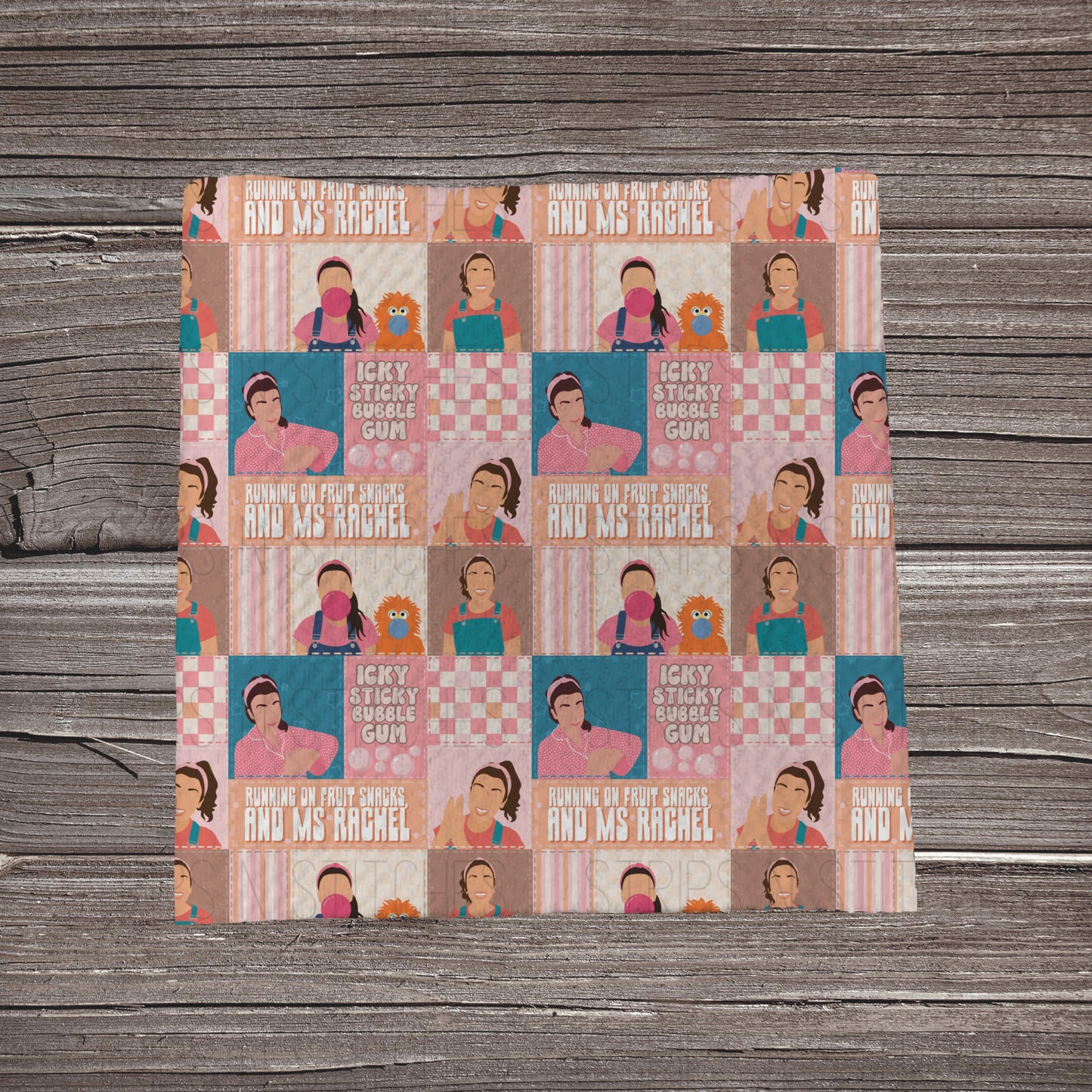 Icky Sticky Pink Patchwork |  Fabric Strip- Bow Making- Headwrap- Scrunchie