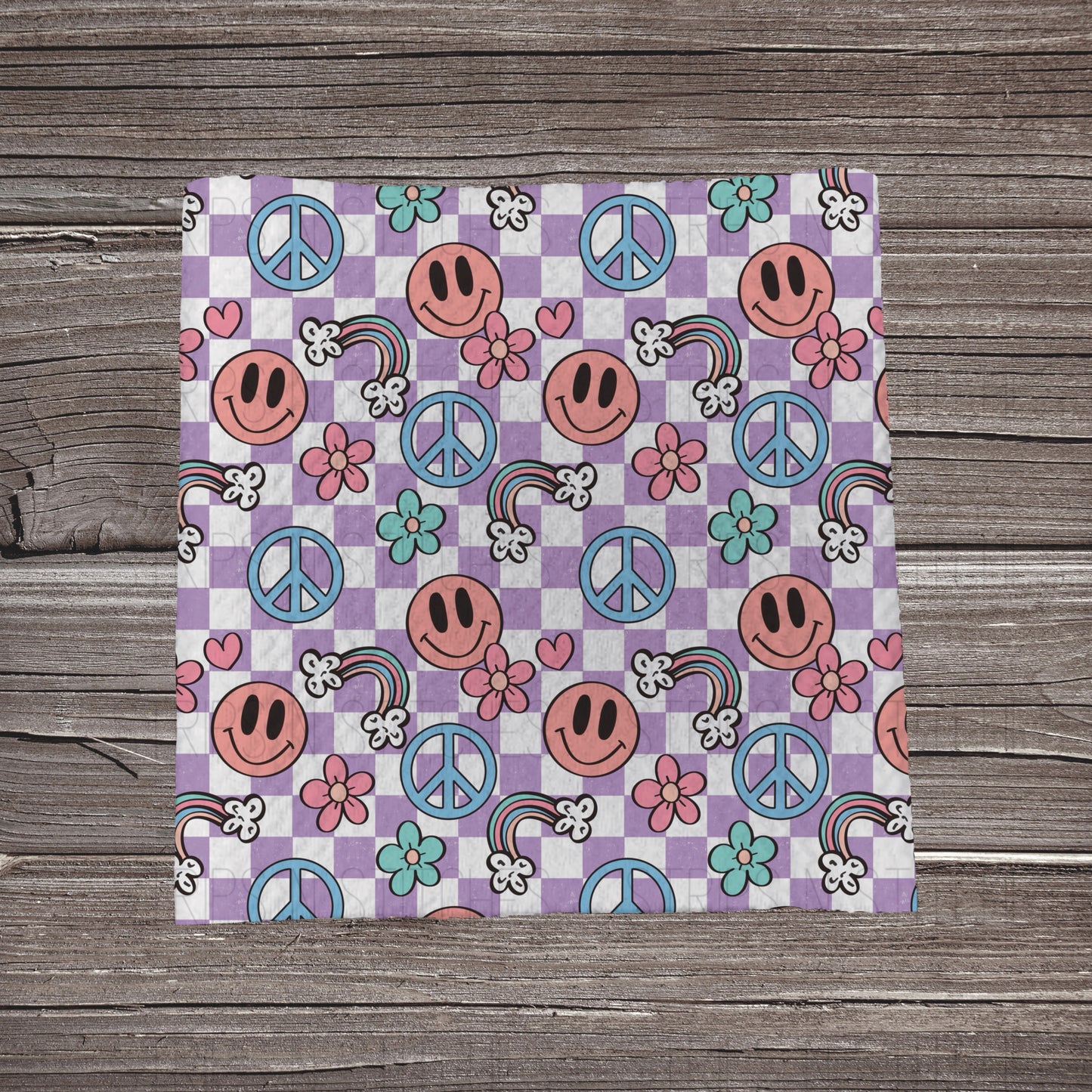 Purple Checkered Groovy Smiles  | Bullet Fabric Strip | Bow Making | Scrunchie | Headwraps