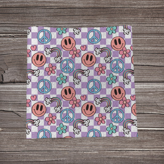 Purple Checkered Groovy Smiles  | Bullet Fabric Strip | Bow Making | Scrunchie | Headwraps