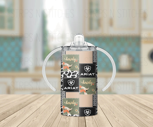 Howdy Ariat Patchwork | Grow with Me Tumbler- 12oz- Two Lids