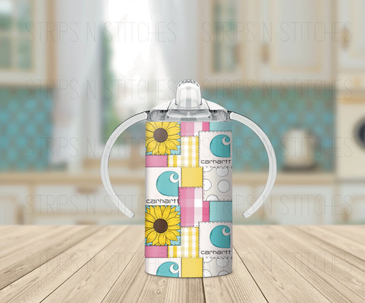 Bright Sunflower Carthartt Patchwork | Grow with Me Tumbler- 12oz- Two Lids