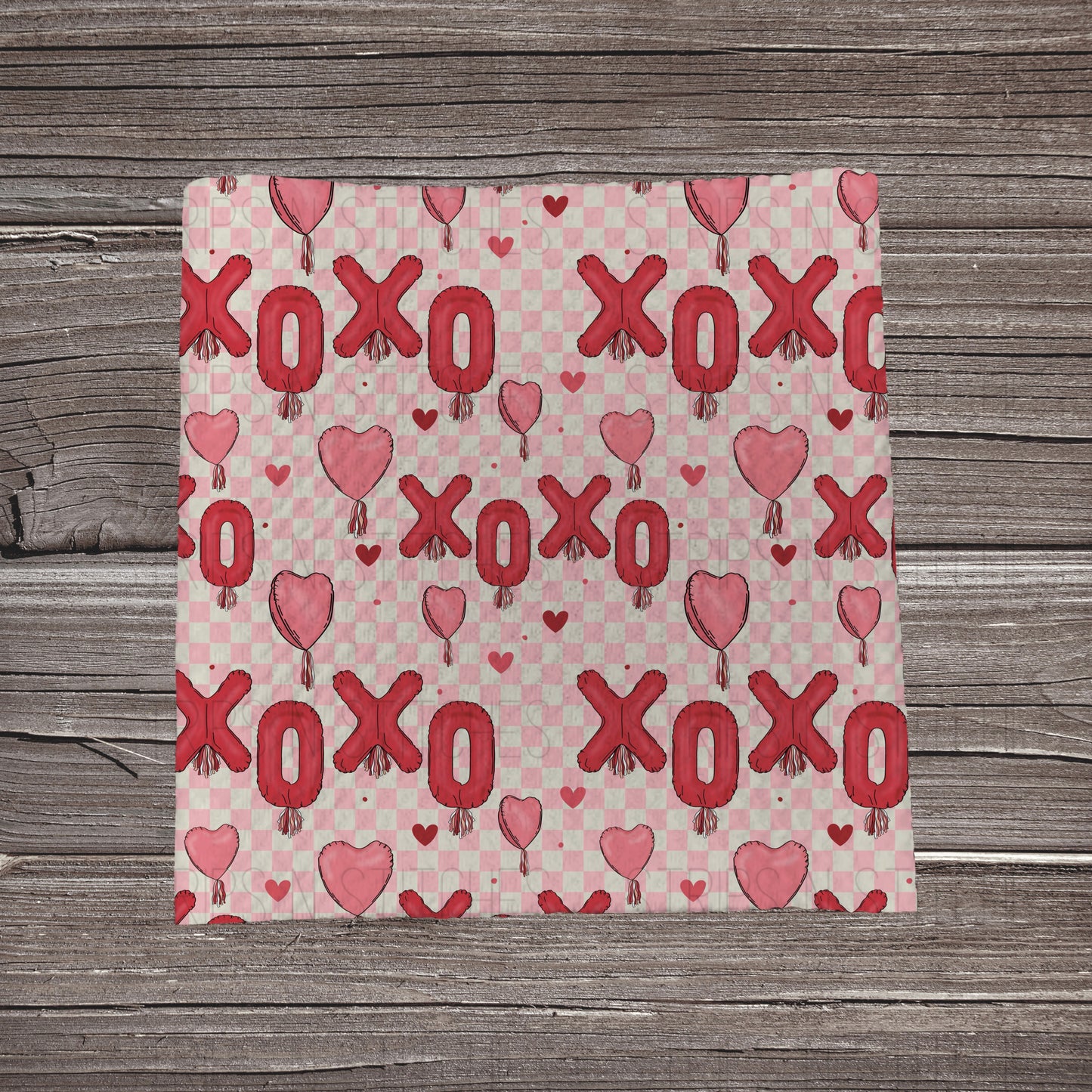 Pink Checkered XOXO & Heart Balloons | Bullet Fabric Strip | Bow Making | Scrunchie | Headwraps