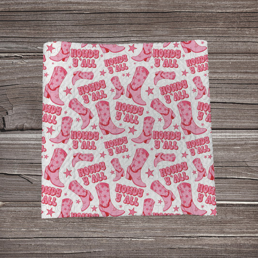 Howdy Y’all Pink Boots | Bullet Fabric Strip | Bow Making | Scrunchie | Headwraps