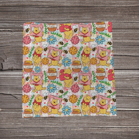 Pink Plaid Spring Sweet Bear Scatter | Bullet Fabric Strip | Bow Making | Scrunchie | Headwraps