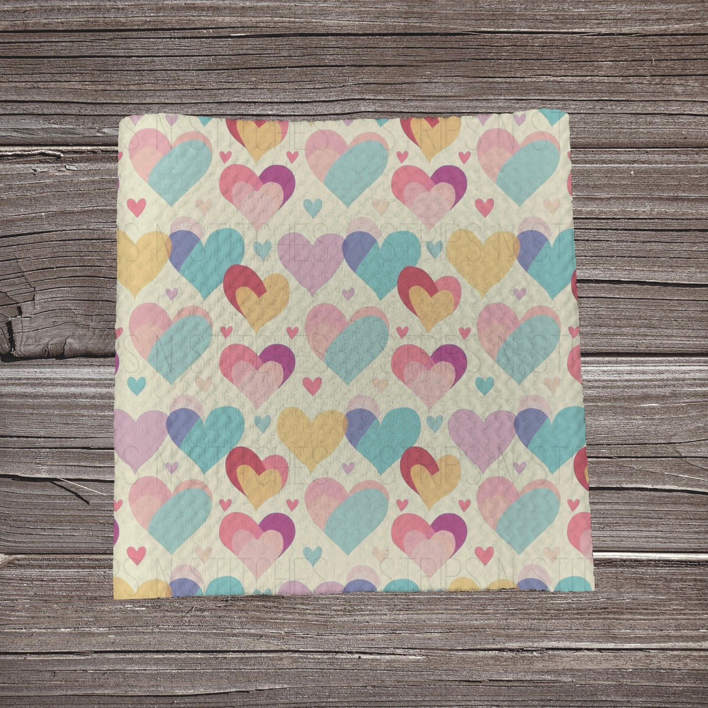 Scattered Pastel Hearts | Fabric Strip- Bow Making- Headwraps- Scrunchies