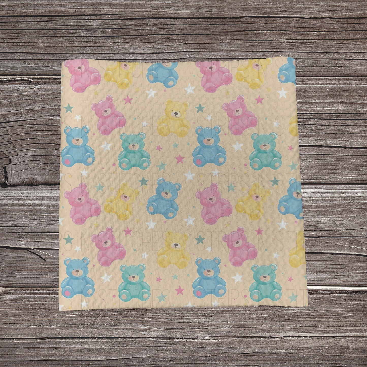 Pastel Teddy Bears | Fabric Strip- Bow Making- Headwraps- Scrunchies