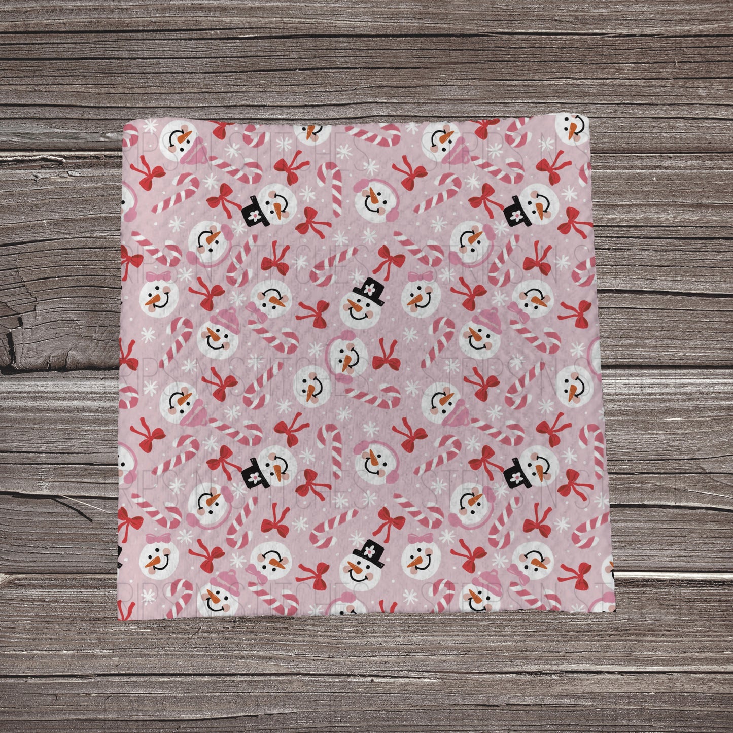 Pink Snowman & Bows Scatter | Bullet Fabric Strip | Bow Making | Scrunchie | Headwraps