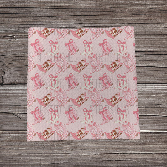 Cow Print Boots & Bows- Pink | Bullet Fabric Strip | Bow Making | Scrunchie | Headwraps