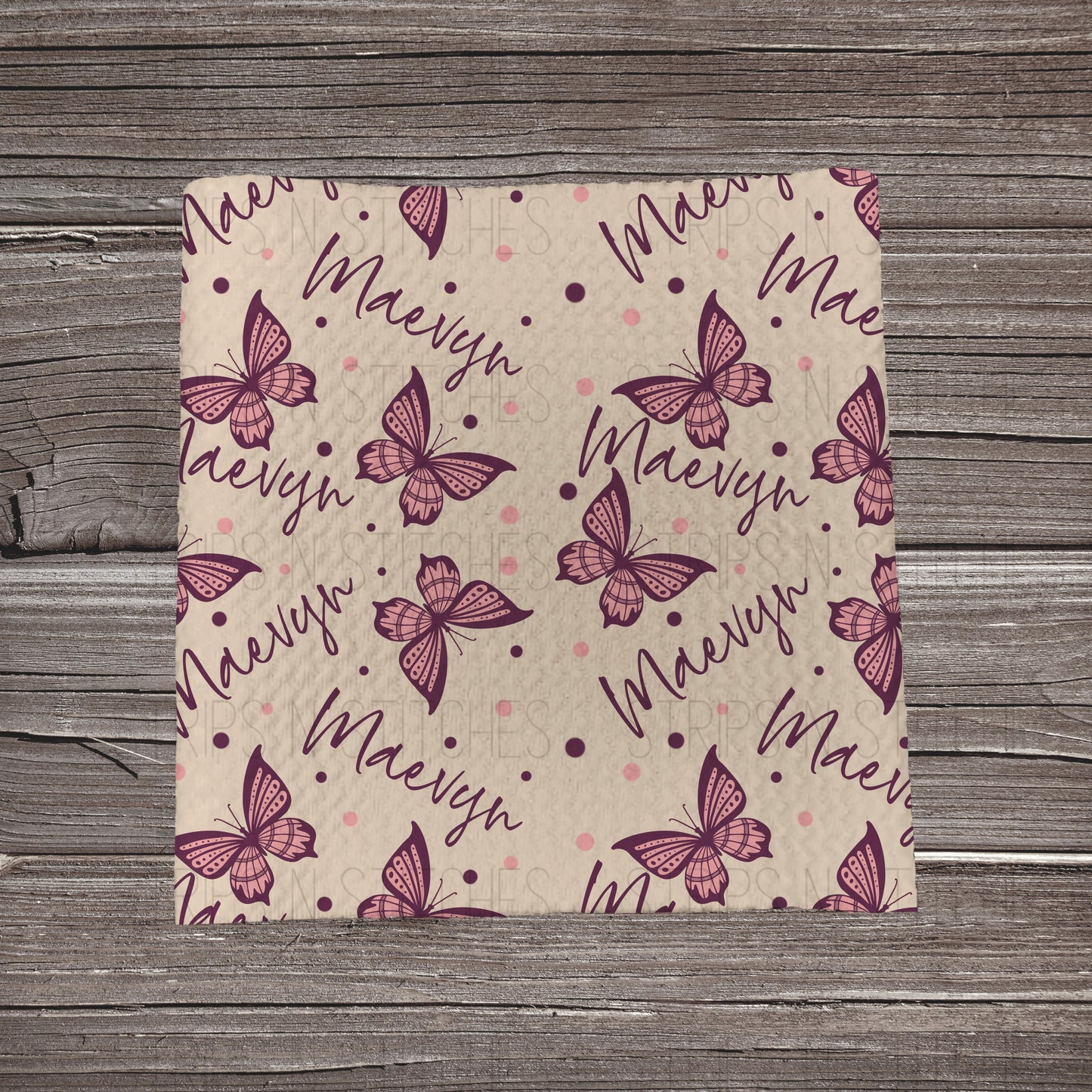 Purple Butterflies CUSTOM NAME | Bullet Fabric Strip | Bow Making | Scrunchie | Headwraps