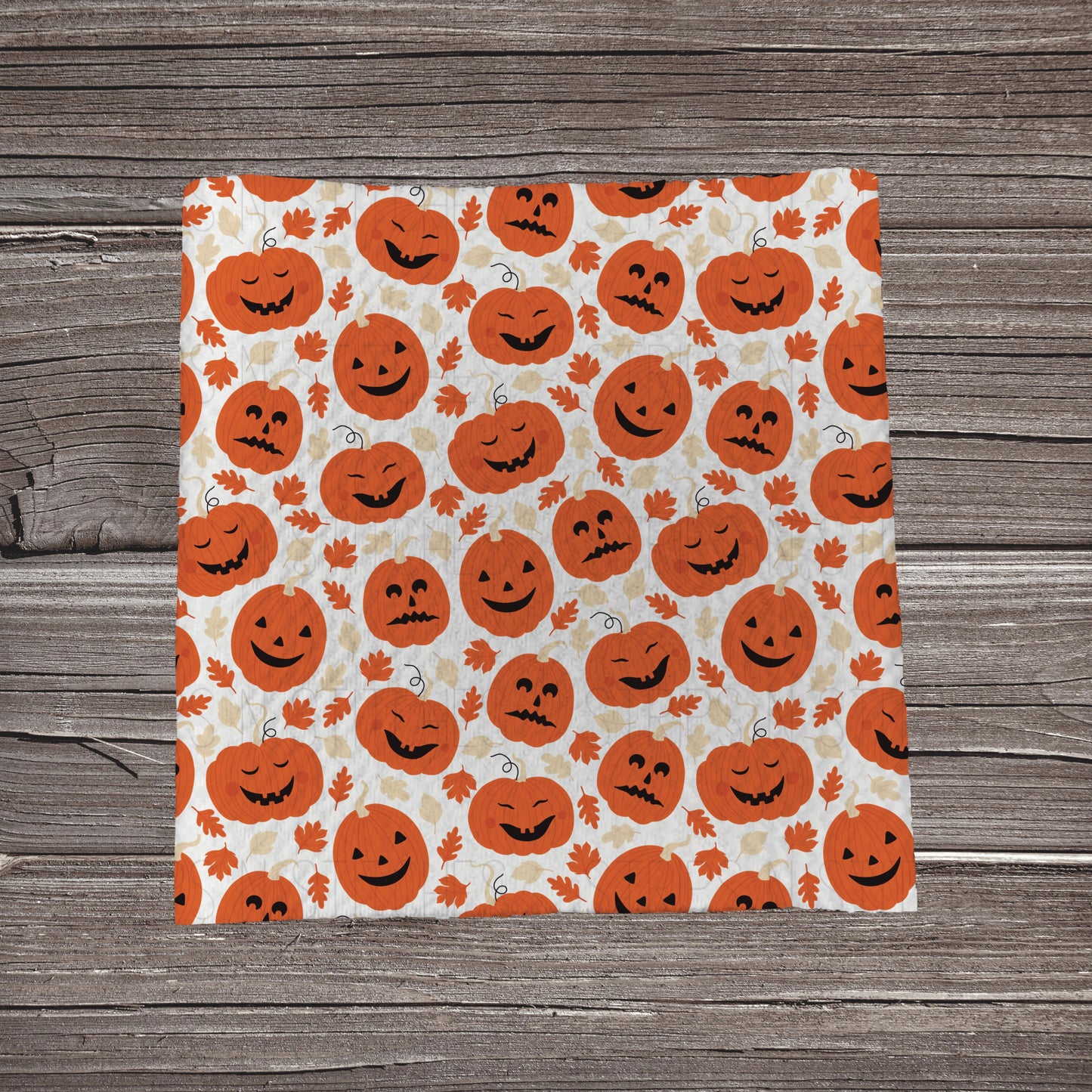Scattered Jack O Lanterns with Leaves | Fabric Strip- Bow Making- Headwraps- Scrunchies