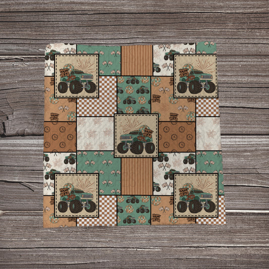 New Year Monster Truck Patchwork | Bullet Fabric Strip | Bow Making | Scrunchie | Headwraps