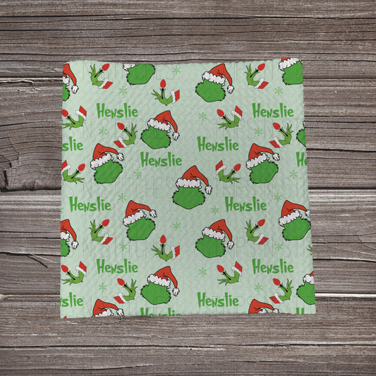 Grinch - CUSTOM NAME  | Bullet Fabric Strip | Bow Making | Scrunchie | Headwraps