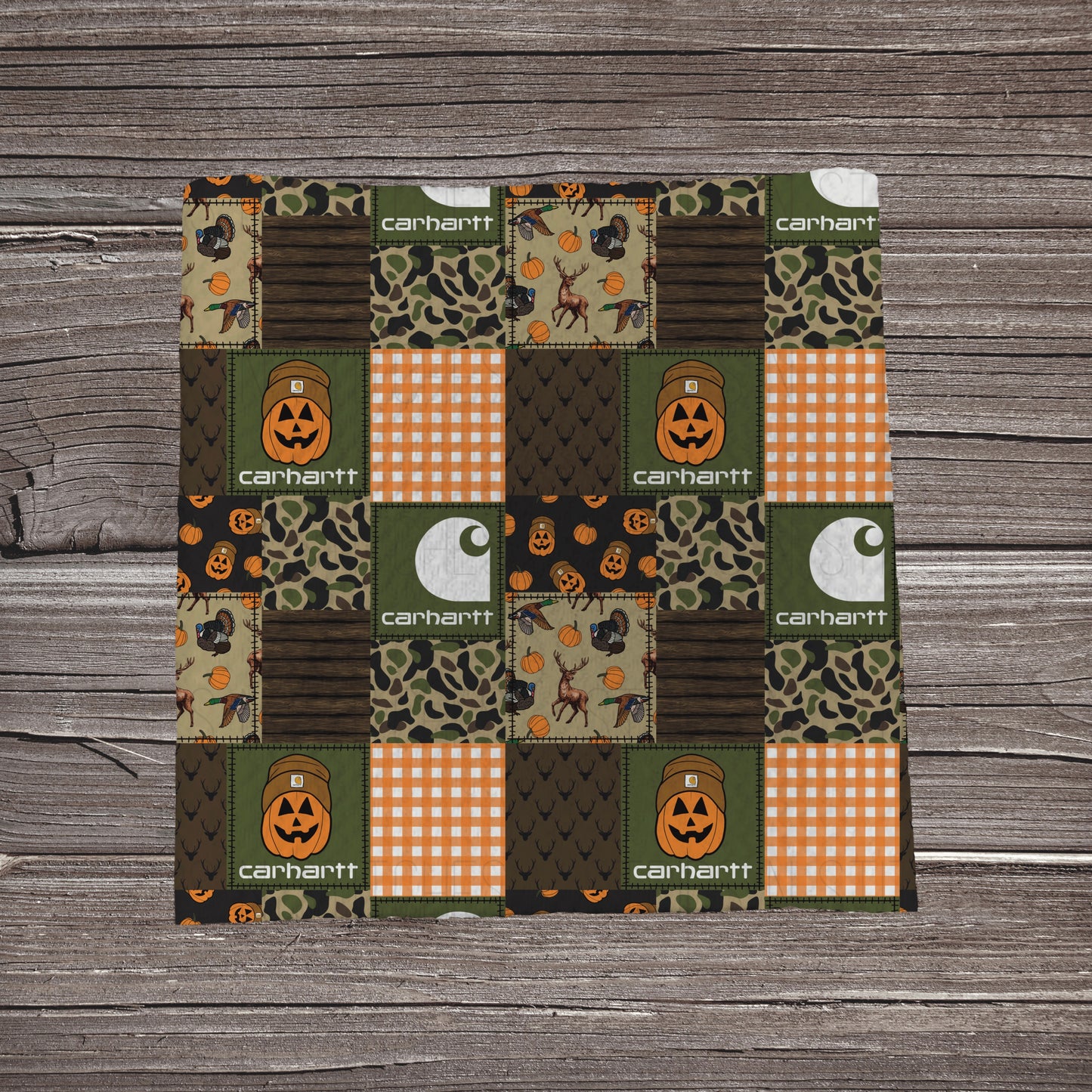 Camo Pumpkin Carhartt Patchwork | Fabric Strip- Bow Making- Headwraps- Scrunchies